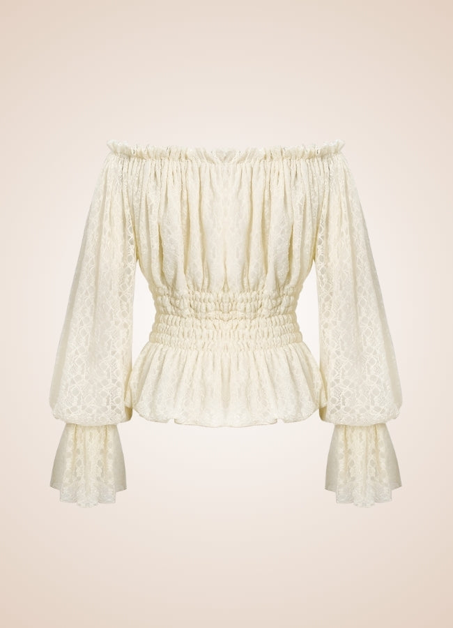 Steampunk Off Shoulder Shirt White / 3XL-4XL steampunk-off-shoulder-shirt-white