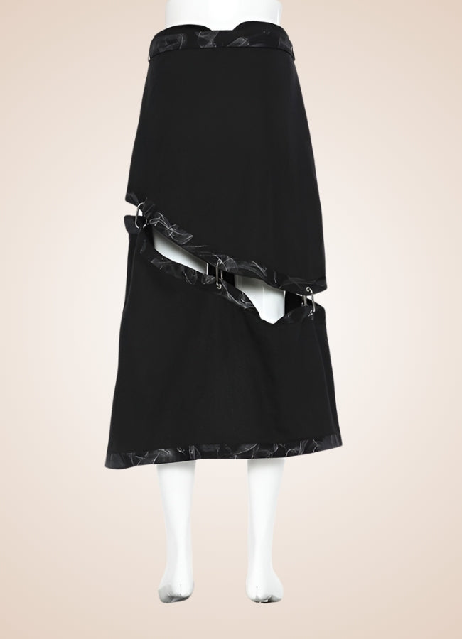 Steampunk Patched Skirt Black / M steampunk-patched-skirt-black