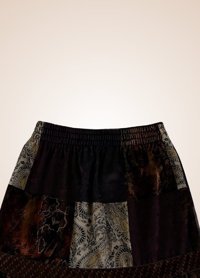 Steampunk Patchwork Skirt Brown / M steampunk-patchwork-skirt-brown