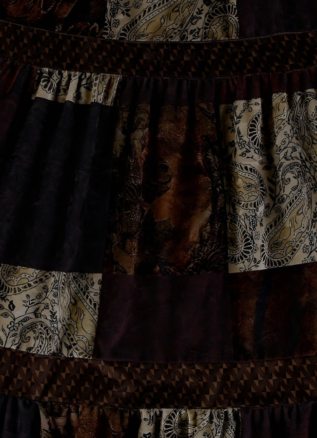 Steampunk Patchwork Skirt Brown / M steampunk-patchwork-skirt-brown