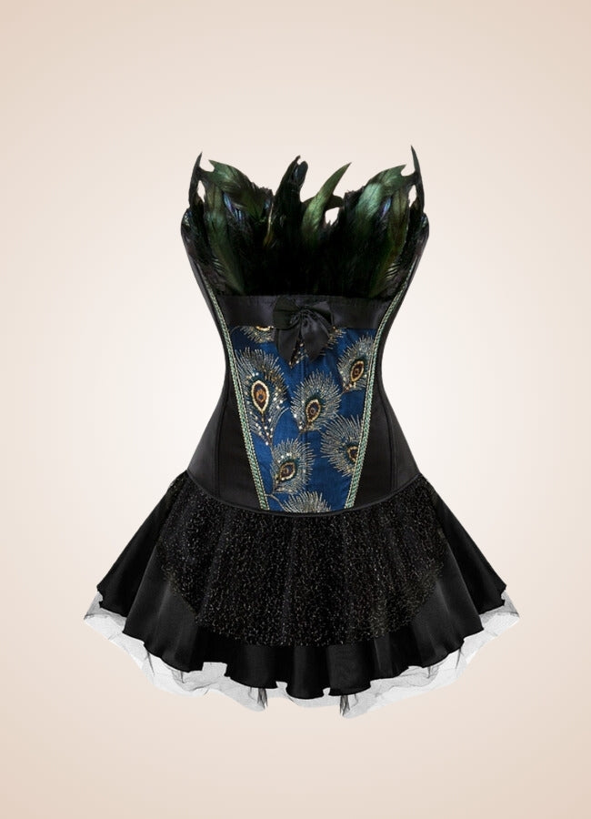 Steampunk Peacock Corset Dress Black / 5XL steampunk-peacock-corset-dress-black