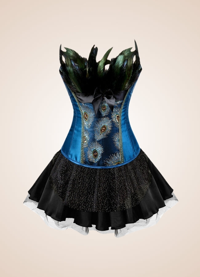Steampunk Peacock Corset Dress Blue Black / 5XL steampunk-peacock-corset-dress-blue-black