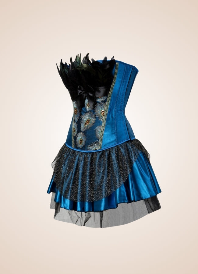 Steampunk Peacock Corset Dress Blue / 5XL steampunk-peacock-corset-dress-blue