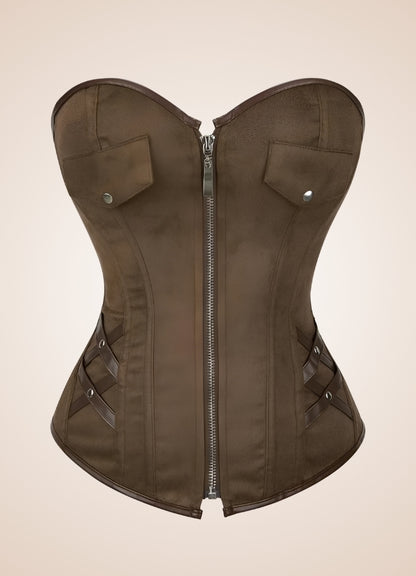 Steampunk Pirate Brown Corset Brown / 2XS steampunk-pirate-brown-corset-brown