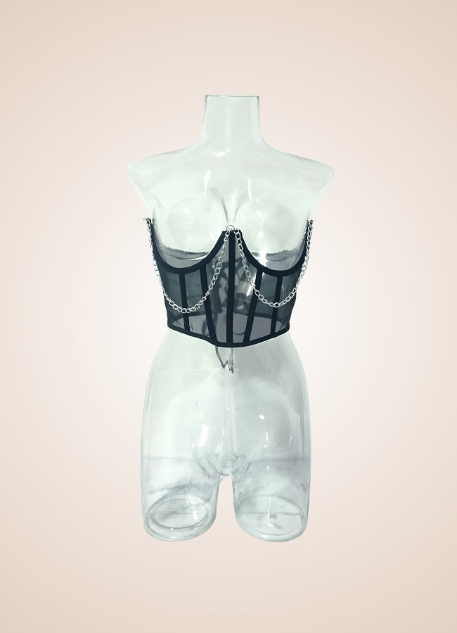 Steampunk Pirate Chain Corset Black / 2XS steampunk-pirate-chain-corset-black