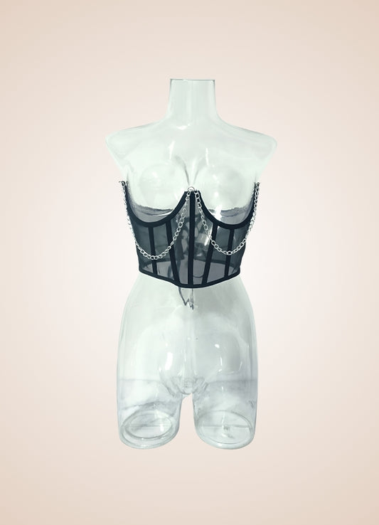 Steampunk Pirate Chain Corset Black / 2XS steampunk-pirate-chain-corset-black