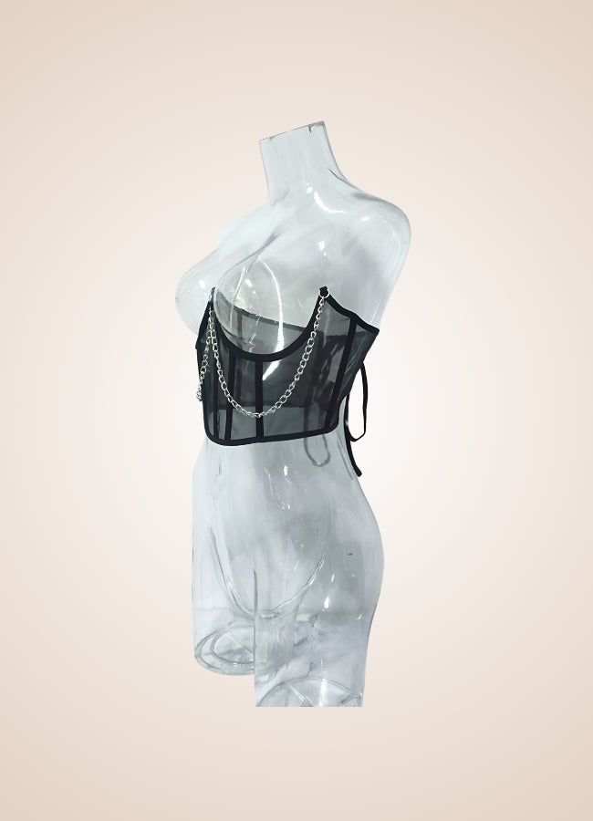 Steampunk Pirate Chain Corset Black / 2XS steampunk-pirate-chain-corset-black