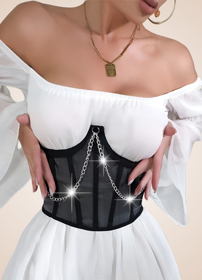 Steampunk Pirate Chain Corset Black / 2XS steampunk-pirate-chain-corset-black