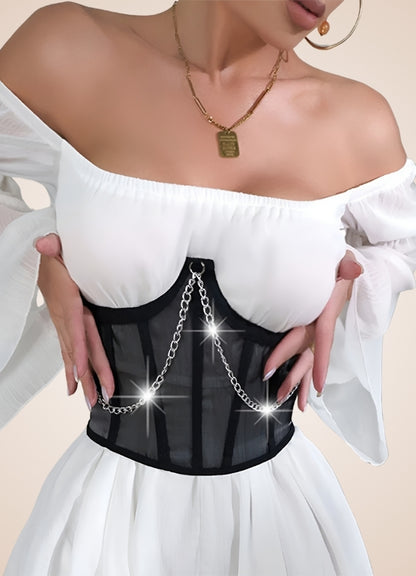 Steampunk Pirate Chain Corset Black / 2XS steampunk-pirate-chain-corset-black
