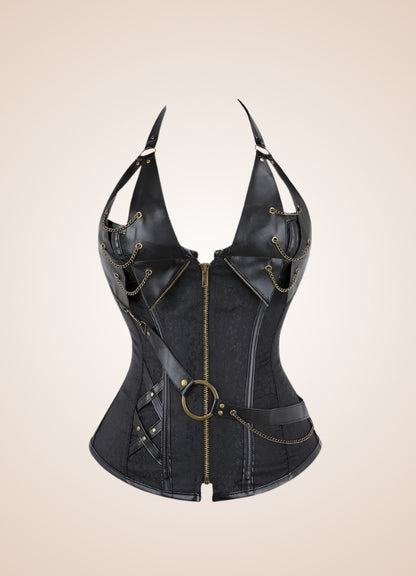 Steampunk Pirate Corset With Chain Black / 4XL steampunk-pirate-corset-with-chain-black