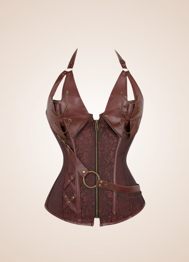 Steampunk Pirate Corset With Chain Brown / 5XL steampunk-pirate-corset-with-chain-brown