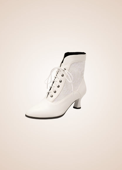 Steampunk Pointed Toe Ankle Boots White / 17.5 steampunk-pointed-toe-ankle-boots-white