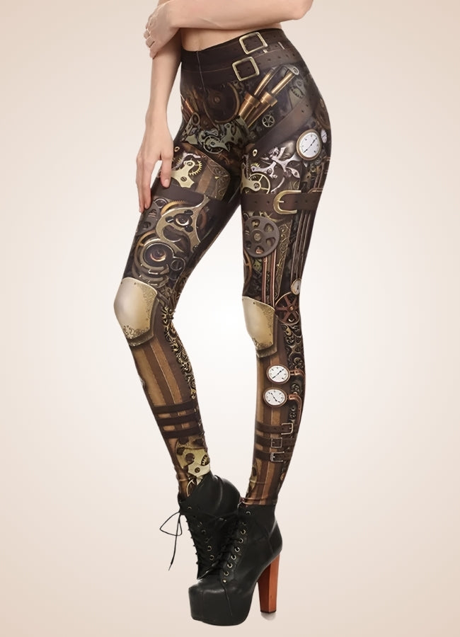 Steampunk Printed Legging Brown / L steampunk-printed-legging-brown