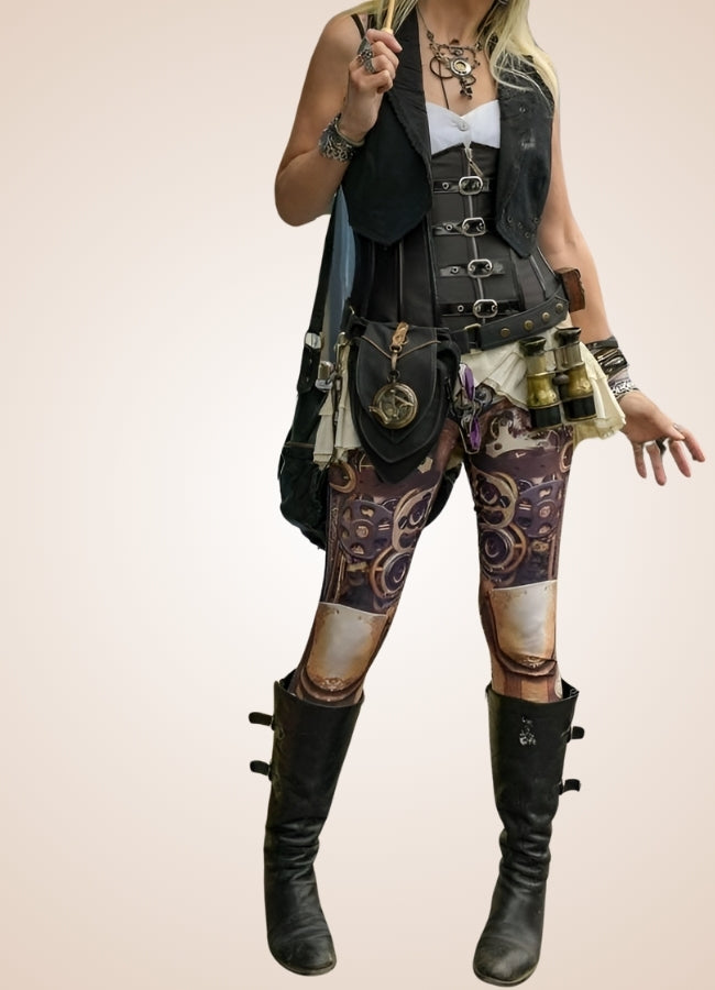 Steampunk Printed Legging Brown / L steampunk-printed-legging-brown