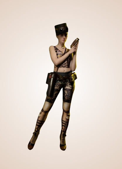 Steampunk Printed Legging Brown / L steampunk-printed-legging-brown