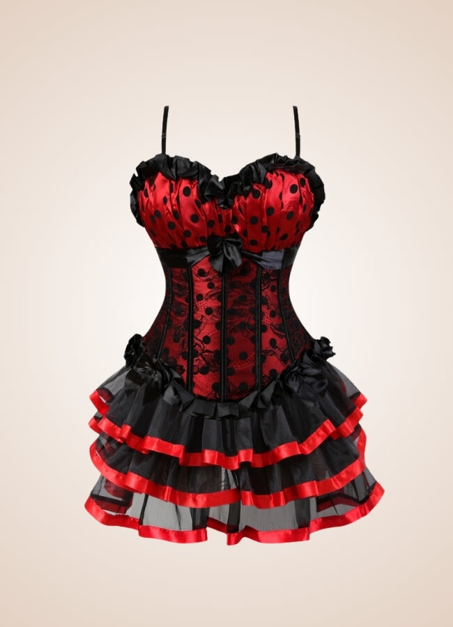 Steampunk Red Corset Mini Dress Black Red Large Edge / 5XL steampunk-red-corset-mini-dress-black-red-large-edge