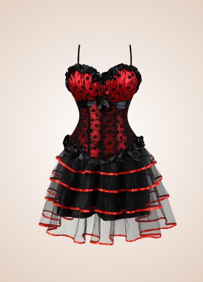 Steampunk Red Corset Mini Dress Black Red Small Side / 5XL steampunk-red-corset-mini-dress-black-red-small-side