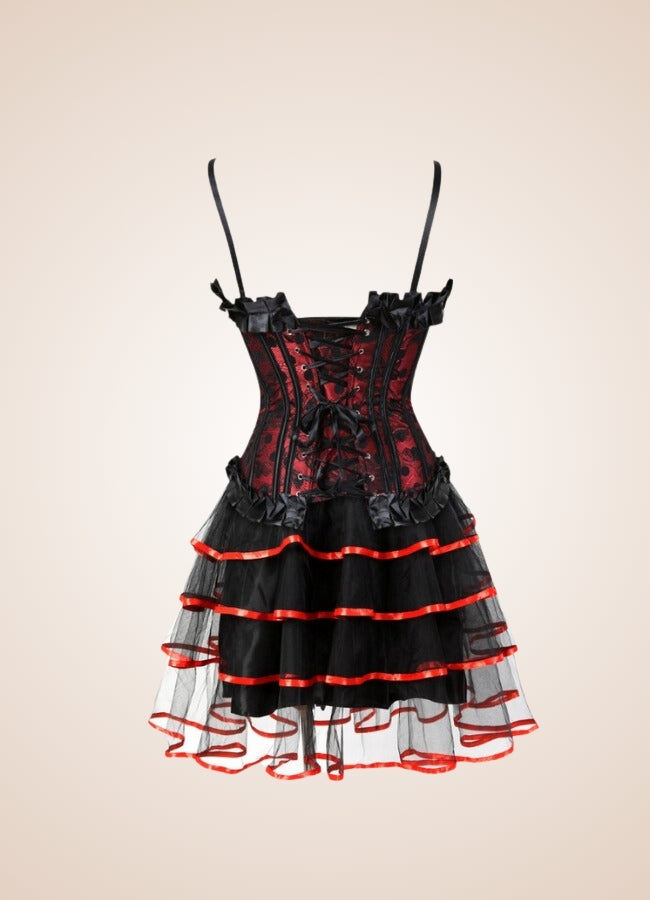 Steampunk Red Corset Mini Dress Black Red Small Side / 5XL steampunk-red-corset-mini-dress-black-red-small-side