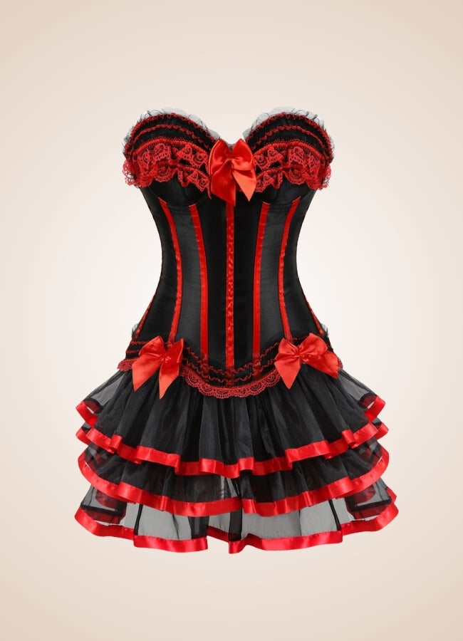 Steampunk Red Corset Mini Dress Black Red Tripes / 5XL steampunk-red-corset-mini-dress-black-red-tripes