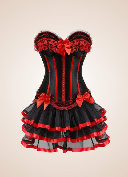 Steampunk Red Corset Mini Dress Black Red Tripes / 5XL steampunk-red-corset-mini-dress-black-red-tripes