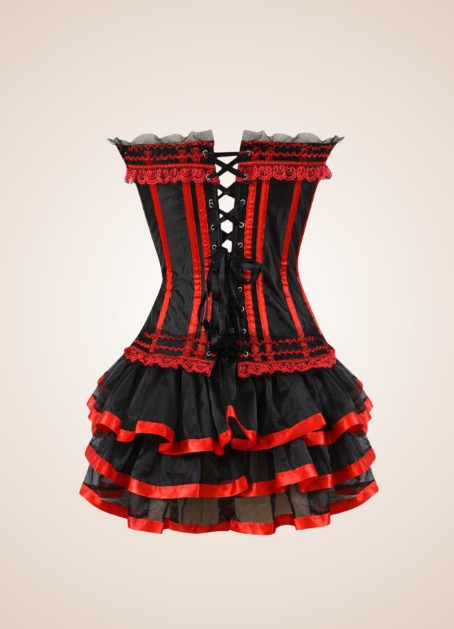 Steampunk Red Corset Mini Dress Black Red Tripes / 5XL steampunk-red-corset-mini-dress-black-red-tripes