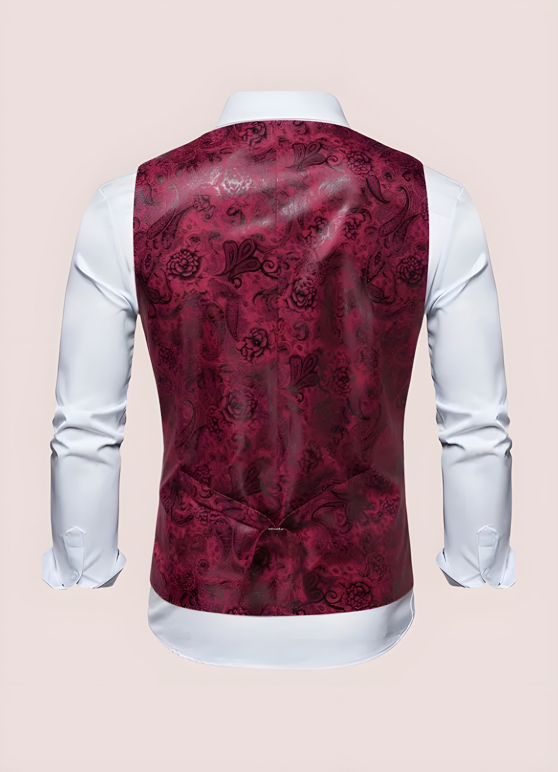 Steampunk Red Paisley Floral Suit Vest Floral Paisley Back View / 2XL steampunk-red-paisley-floral-suit-vest-floral-paisley