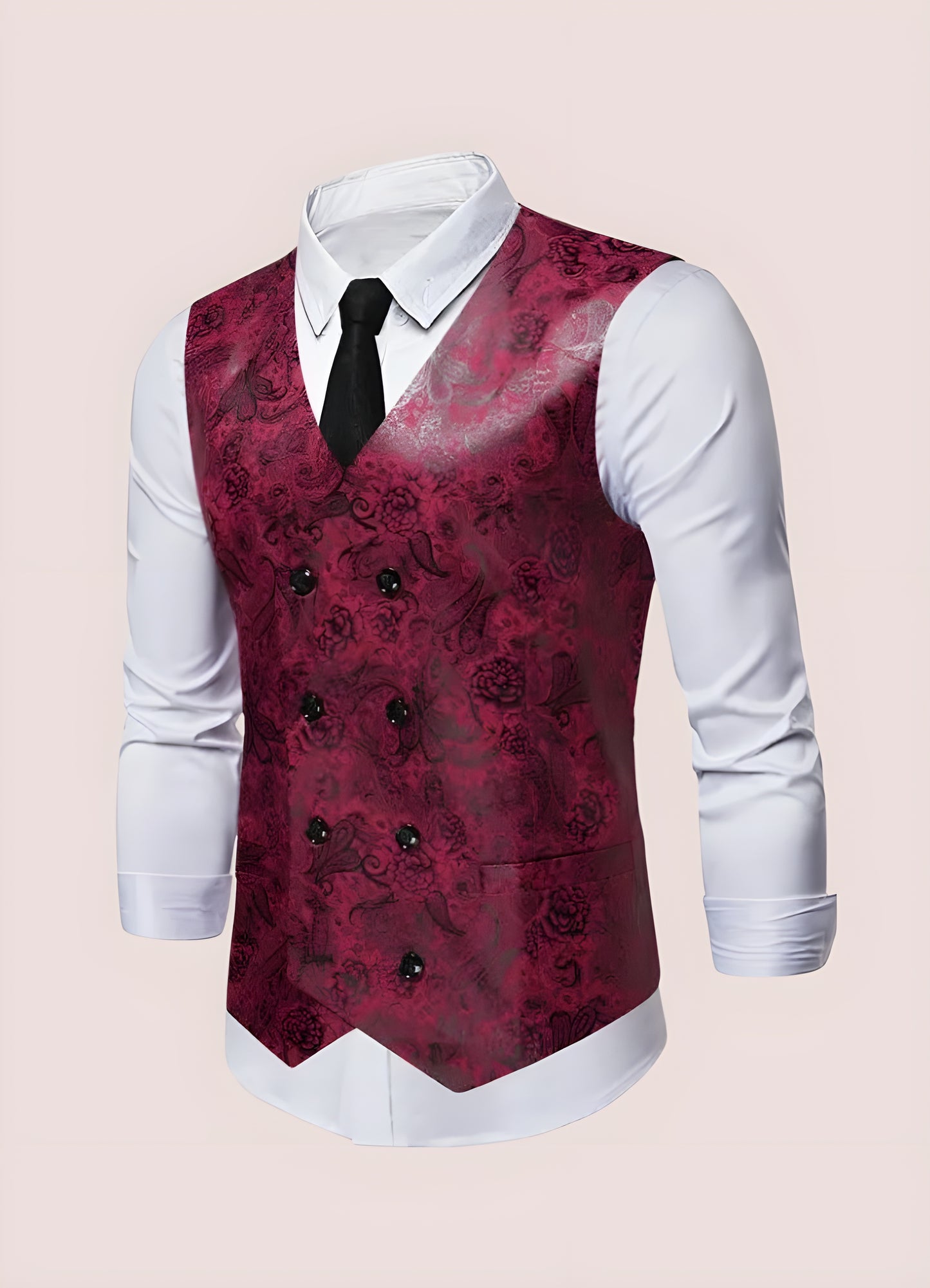 Steampunk Red Paisley Floral Suit Vest Floral Paisley Side View / 2XL steampunk-red-paisley-floral-suit-vest-floral-paisley