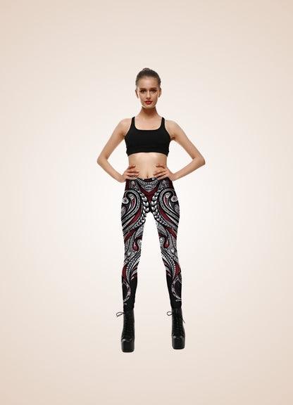 Steampunk Red Paisley Legging Black / L steampunk-red-paisley-legging-black