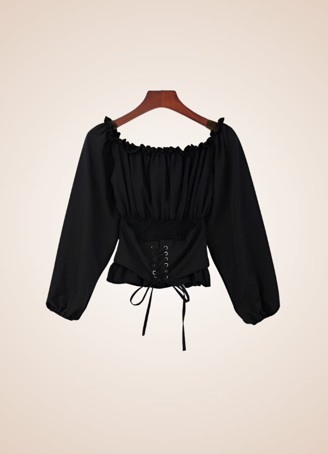 Steampunk Renaissance Off Shoulder Shirt Black / M steampunk-renaissance-off-shoulder-shirt-black