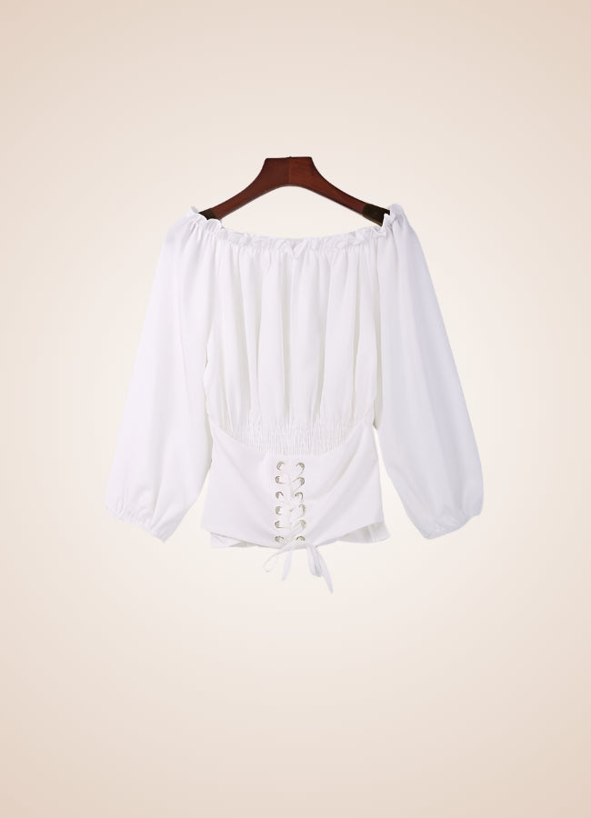 Steampunk Renaissance Off Shoulder Shirt White / M steampunk-renaissance-off-shoulder-shirt-white