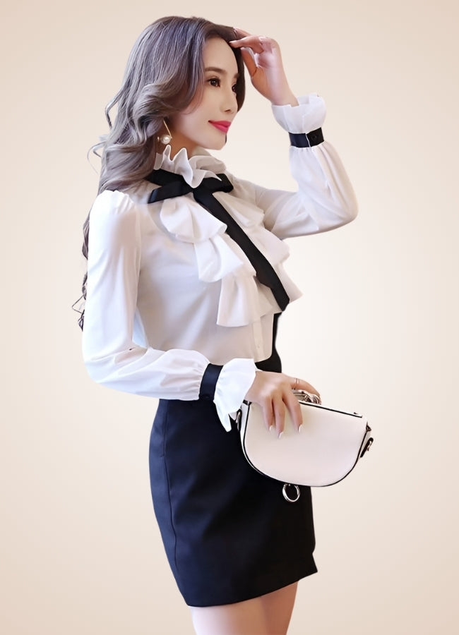 Steampunk Ruffled Korean Shirt White / XL steampunk-ruffled-korean-shirt-white