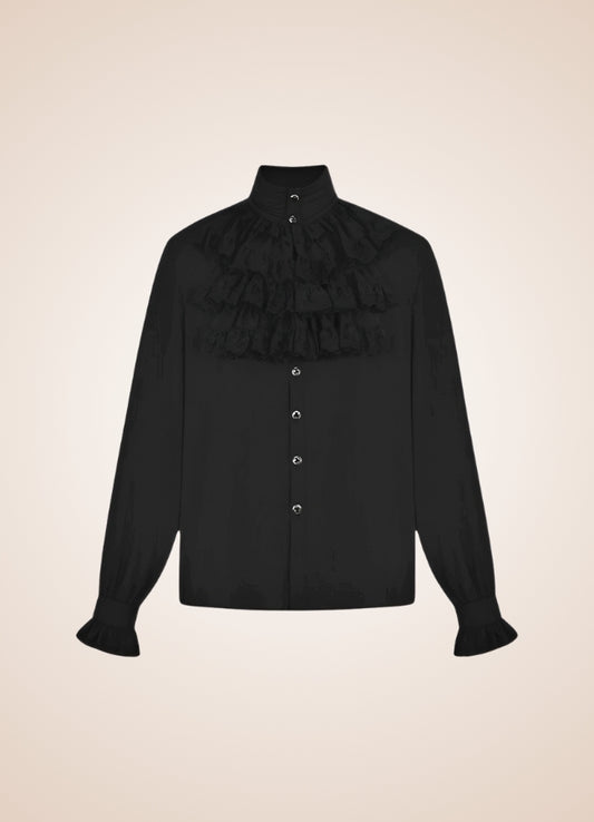 Steampunk Ruffled Shirt Black / 4XL steampunk-ruffled-shirt-black
