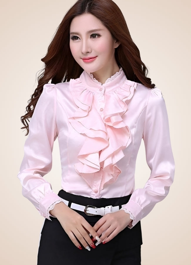 Steampunk Ruffles Chiffon Shirt Pink / 2XL steampunk-ruffles-chiffon-shirt-pink