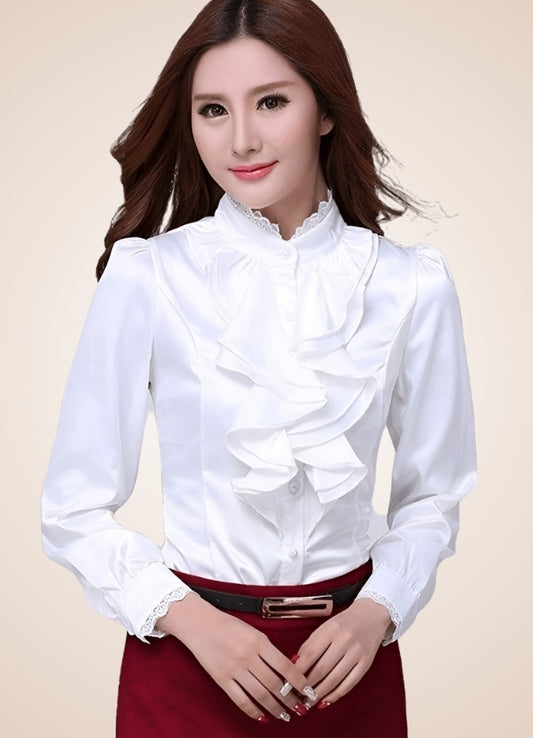 Steampunk Ruffles Chiffon Shirt White / 2XL steampunk-ruffles-chiffon-shirt-white