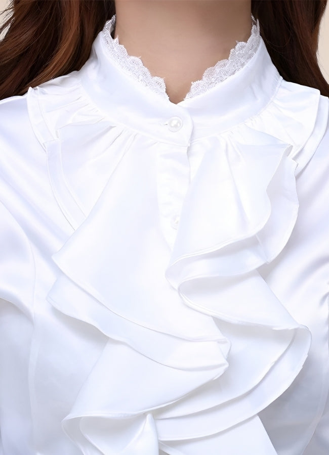 Steampunk Ruffles Chiffon Shirt White / 2XL steampunk-ruffles-chiffon-shirt-white