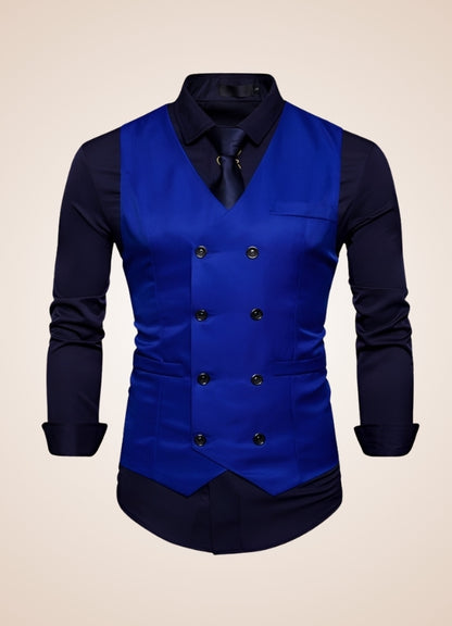 Steampunk Slim Fit Double Breasted Vest Blue / XL steampunk-slim-fit-double-breasted-vest-blue