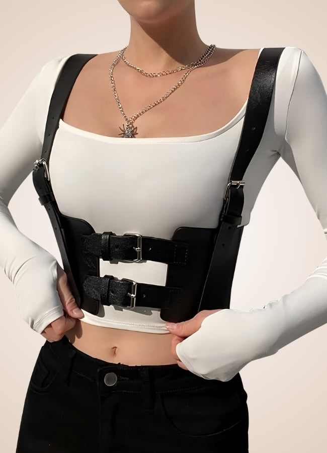 Steampunk Strap Corset Black / One Size steampunk-strap-corset-black