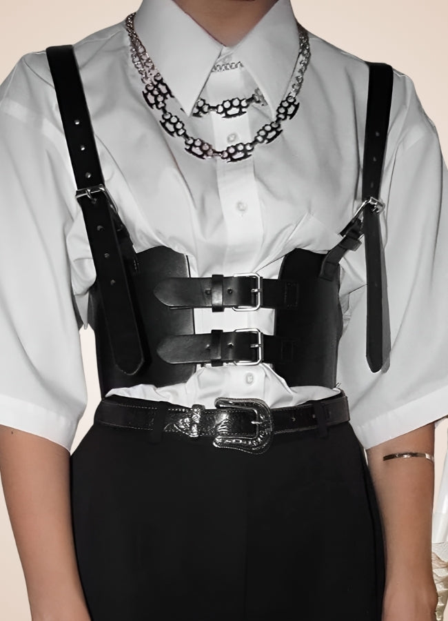 Steampunk Strap Corset Black / One Size steampunk-strap-corset-black