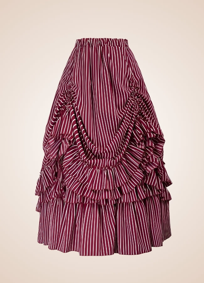 Steampunk Stripped Maxi Skirt Red / 2XL steampunk-stripped-maxi-skirt-red