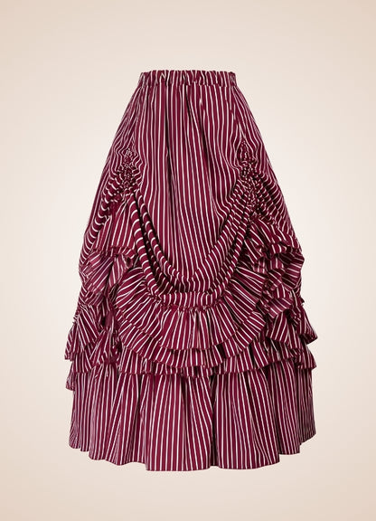 Steampunk Stripped Maxi Skirt Red / 2XL steampunk-stripped-maxi-skirt-red