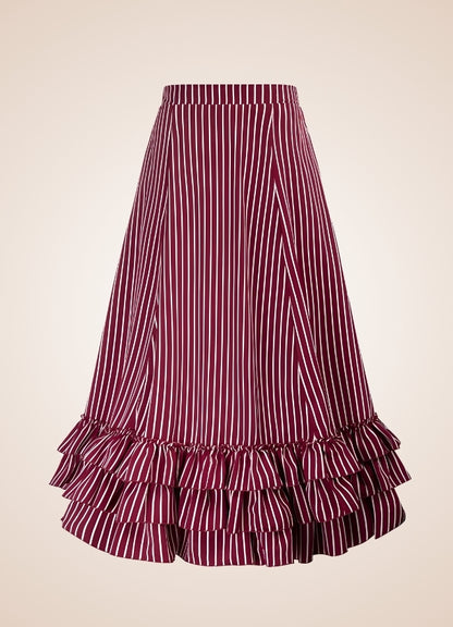 Steampunk Stripped Maxi Skirt Red / 2XL steampunk-stripped-maxi-skirt-red