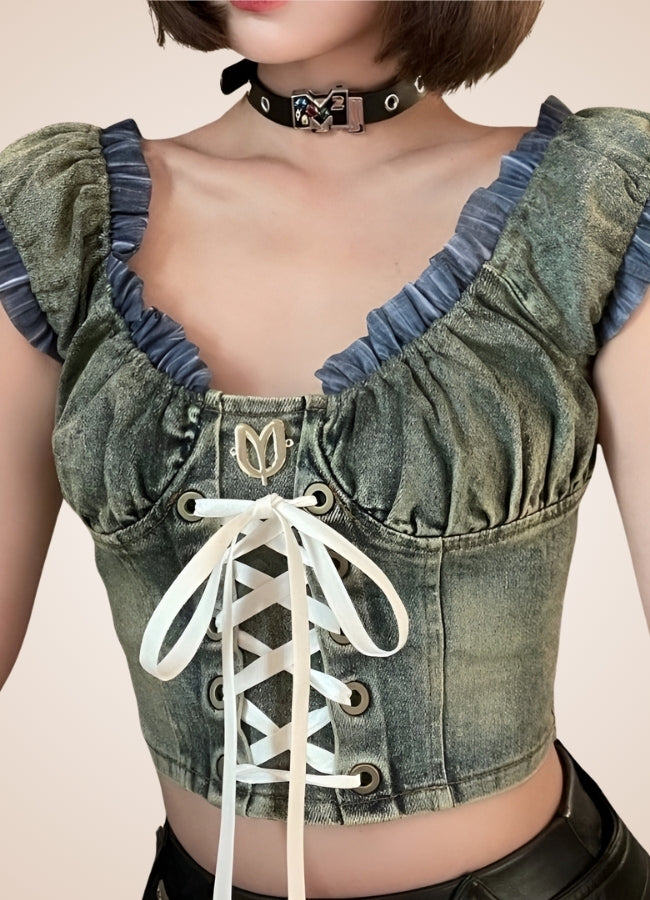 Steampunk Tank Top Denim Corset Blue / 2XL steampunk-tank-top-denim-corset-blue