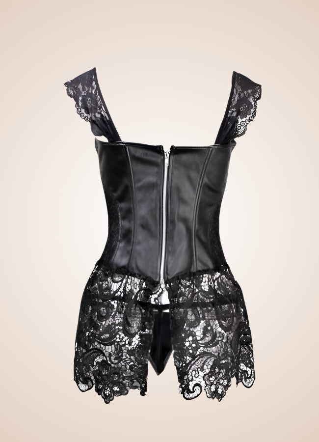 Steampunk Underbust Corset Lingerie Set Black / 5XL steampunk-underbust-corset-lingerie-set-black