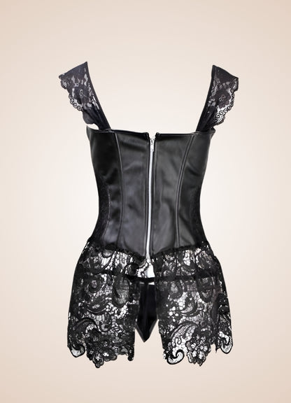 Steampunk Underbust Corset Lingerie Set Black / 5XL steampunk-underbust-corset-lingerie-set-black