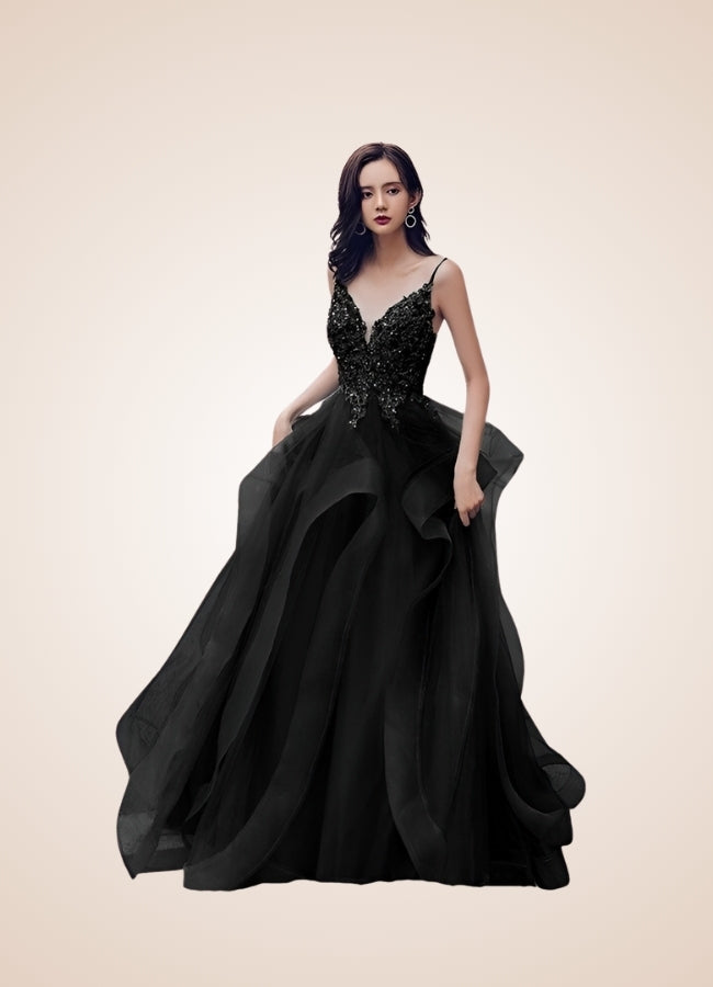 Steampunk V Neck Wedding Dress Black / 2XL steampunk-v-neck-wedding-dress-black