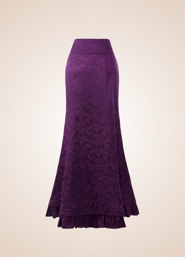Steampunk Victorian Brocade Skirt Purple / XL steampunk-victorian-brocade-skirt-purple