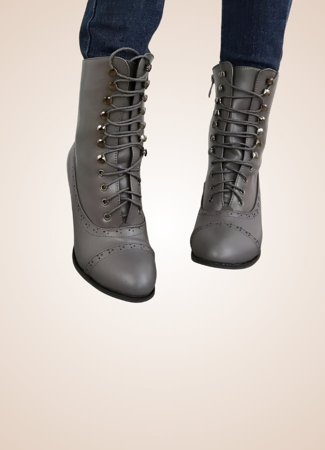 Steampunk Victorian Lace Boots Grey / 12.5 steampunk-victorian-lace-boots-grey