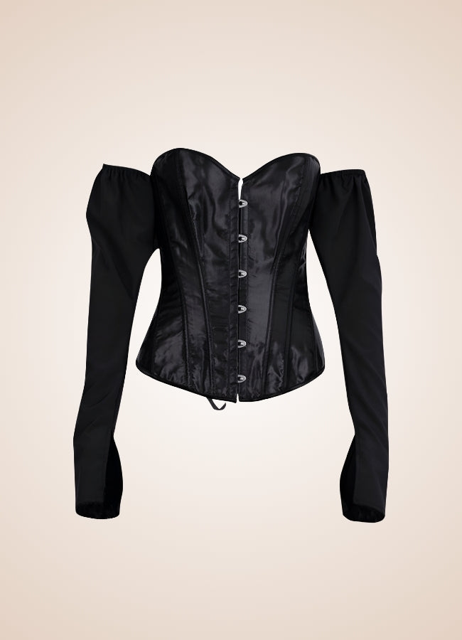 Steampunk Victorian Long Sleeve Corset Black / 2XS steampunk-victorian-long-sleeve-corset-black