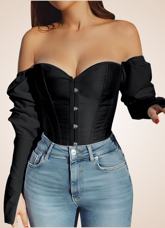 Steampunk Victorian Long Sleeve Corset Black / 2XS steampunk-victorian-long-sleeve-corset-black