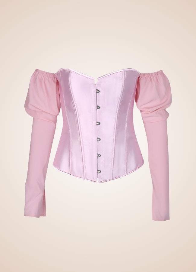 Steampunk Victorian Long Sleeve Corset Pink / 2XS steampunk-victorian-long-sleeve-corset-pink